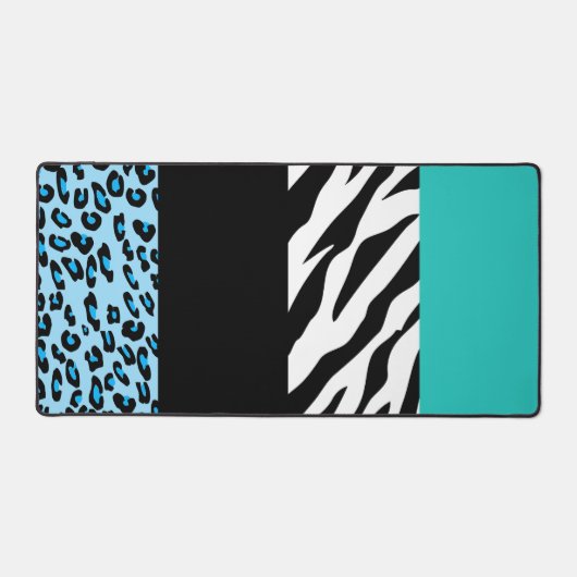 Leopard Print, Zebra Print, Animal Print, Blue Bureaumat (Voorkant)