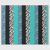 Leopard Print, Zebra Print, Animal Print, Blue Cadeaupapier (Vlak)