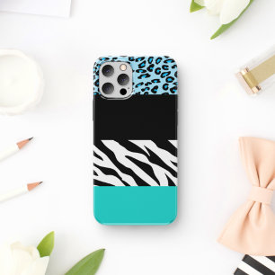 Leopard Print, Zebra Print, Animal Print, Blue Case-Mate iPhone Case