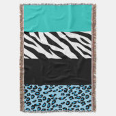 Leopard Print, Zebra Print, Animal Print, Blue Deken (Voorkant Verticaal)