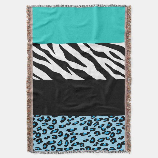 Leopard Print, Zebra Print, Animal Print, Blue Deken (Voorkant Verticaal)