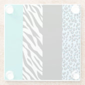 Leopard Print, Zebra Print, Animal Print, Blue Glazen Onderzetter (Achterkant)