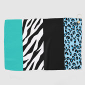 Leopard Print, Zebra Print, Animal Print, Blue Golfhanddoek (Horizontaal)