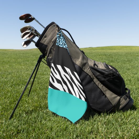 Leopard Print, Zebra Print, Animal Print, Blue Golfhanddoek (Groen)