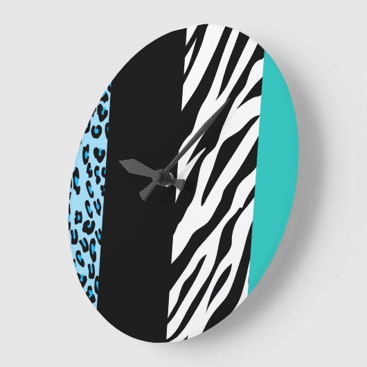 Leopard Print, Zebra Print, Animal Print, Blue Grote Klok (Hoek)