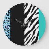 Leopard Print, Zebra Print, Animal Print, Blue Grote Klok (Voorkant)