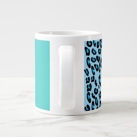 Leopard Print, Zebra Print, Animal Print, Blue Grote Koffiekop (Achterkant)