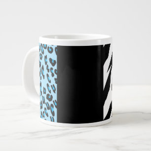 Leopard Print, Zebra Print, Animal Print, Blue Grote Koffiekop