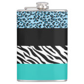 Leopard Print, Zebra Print, Animal Print, Blue Heupfles (Voorkant)