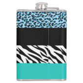 Leopard Print, Zebra Print, Animal Print, Blue Heupfles (Achterkant)