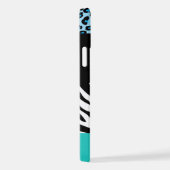 Leopard Print, Zebra Print, Animal Print, Blue iPhone Hoesje (Rechterkant)