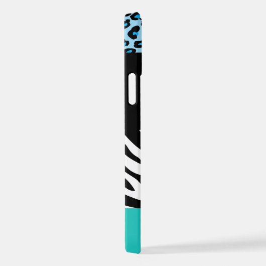 Leopard Print, Zebra Print, Animal Print, Blue iPhone Hoesje (Rechterkant)