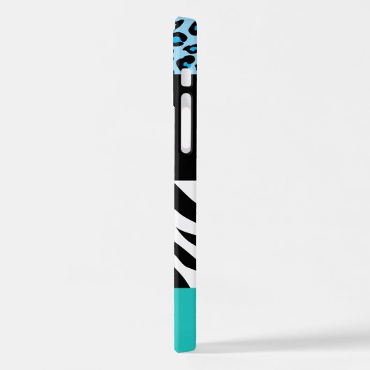 Leopard Print, Zebra Print, Animal Print, Blue iPhone Hoesje (Linkerkant)