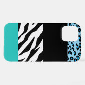 Leopard Print, Zebra Print, Animal Print, Blue iPhone Hoesje (Achterkant horizontaal)