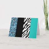 Leopard Print, Zebra Print, Animal Print, Blue Kaart (Voorkant)
