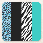 Leopard Print, Zebra Print, Animal Print, Blue Kartonnen Onderzetters (Voorkant)