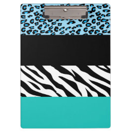 Leopard Print, Zebra Print, Animal Print, Blue Klembord