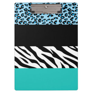 Leopard Print, Zebra Print, Animal Print, Blue Klembord