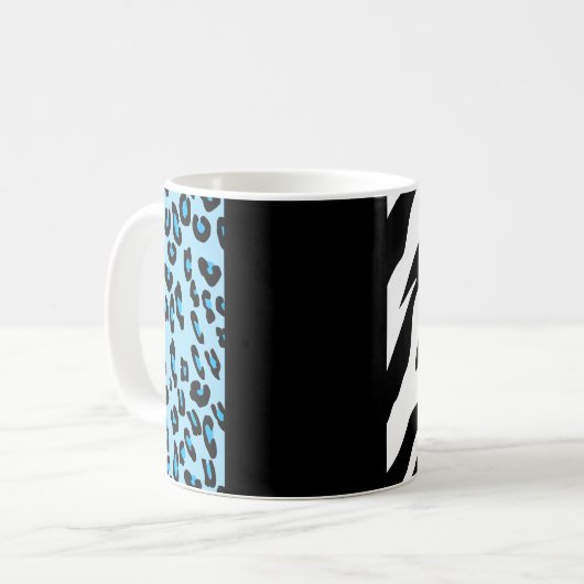 Leopard Print, Zebra Print, Animal Print, Blue Koffiemok (Voorkant links)