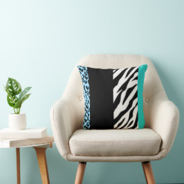 Leopard Print, Zebra Print, Animal Print, Blue Kussen