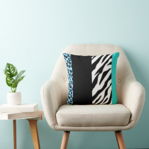 Leopard Print, Zebra Print, Animal Print, Blue Kussen