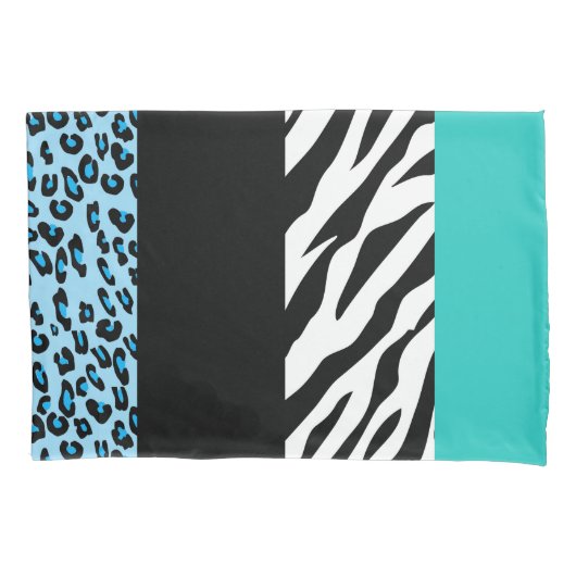 Leopard Print, Zebra Print, Animal Print, Blue Kussensloop (Voorkant)