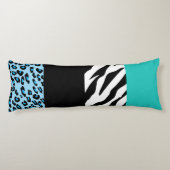 Leopard Print, Zebra Print, Animal Print, Blue Lichaamskussen (Achterkant)
