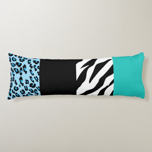Leopard Print, Zebra Print, Animal Print, Blue Lichaamskussen (Voorkant)