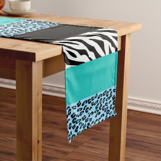 Leopard Print, Zebra Print, Animal Print, Blue Medium Tafelloper (Voorbeeld)
