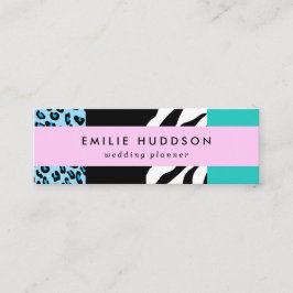 Leopard Print, Zebra Print, Animal Print, Blue Mini Visitekaartje