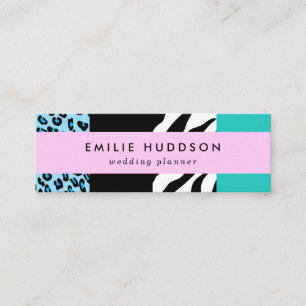 Leopard Print, Zebra Print, Animal Print, Blue Mini Visitekaartje