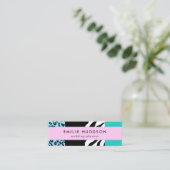 Leopard Print, Zebra Print, Animal Print, Blue Mini Visitekaartje (Staand voorkant)