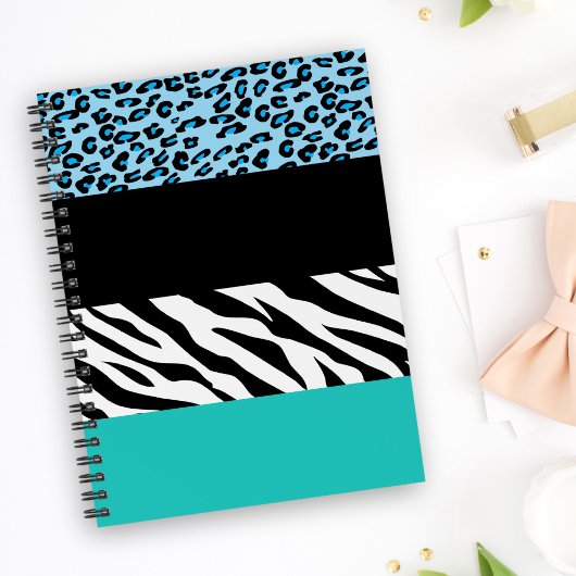 Leopard Print, Zebra Print, Animal Print, Blue Notitieboek