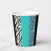 Leopard Print, Zebra Print, Animal Print, Blue Papieren Bekers (Achterkant)