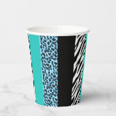 Leopard Print, Zebra Print, Animal Print, Blue Papieren Bekers (Links)