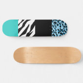 Leopard Print, Zebra Print, Animal Print, Blue Persoonlijk Skateboard (Horizontaal)