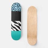 Leopard Print, Zebra Print, Animal Print, Blue Persoonlijk Skateboard (Voorkant)
