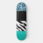 Leopard Print, Zebra Print, Animal Print, Blue Persoonlijk Skateboard (Voorkant)
