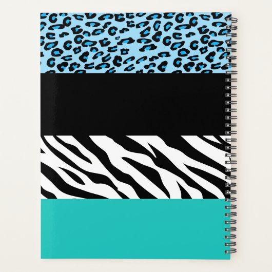 Leopard Print, Zebra Print, Animal Print, Blue Planner (Achterkant)