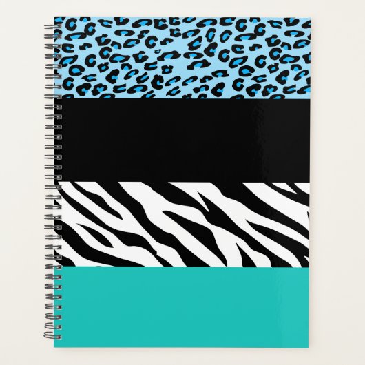 Leopard Print, Zebra Print, Animal Print, Blue Planner (Voorkant)