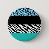 Leopard Print, Zebra Print, Animal Print, Blue Ronde Button 5,7 Cm (Voorkant)
