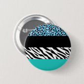 Leopard Print, Zebra Print, Animal Print, Blue Ronde Button 5,7 Cm (Voorkant /achterkant)