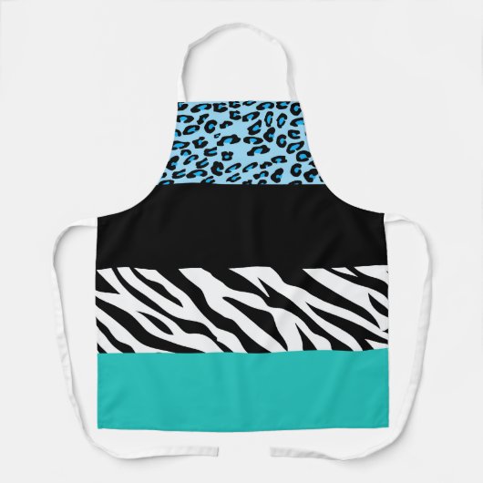 Leopard Print, Zebra Print, Animal Print, Blue Schort (Voorkant)