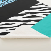 Leopard Print, Zebra Print, Animal Print, Blue Sherpa Deken (3/4)