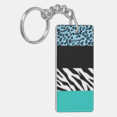 Leopard Print, Zebra Print, Animal Print, Blue Sleutelhanger (Voorkant Links)