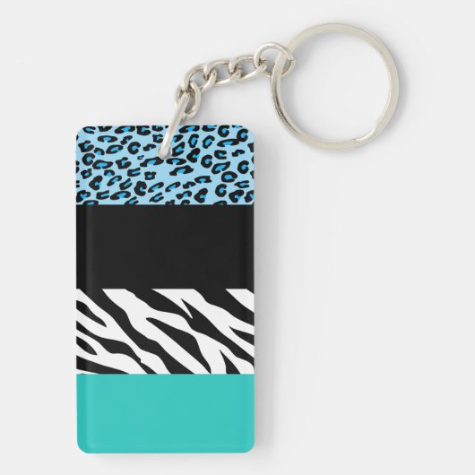 Leopard Print, Zebra Print, Animal Print, Blue Sleutelhanger (achterkant)
