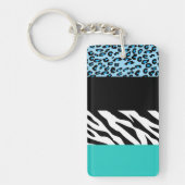Leopard Print, Zebra Print, Animal Print, Blue Sleutelhanger (Voorkant)