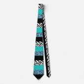 Leopard Print, Zebra Print, Animal Print, Blue Stropdas (Voorkant)