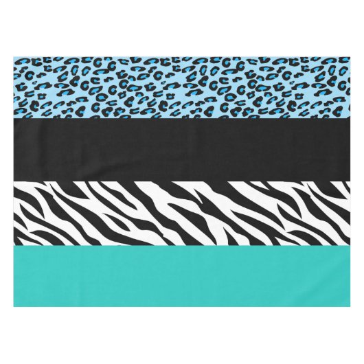 Leopard Print, Zebra Print, Animal Print, Blue Tafelkleed (Voorkant (Horizontaal))
