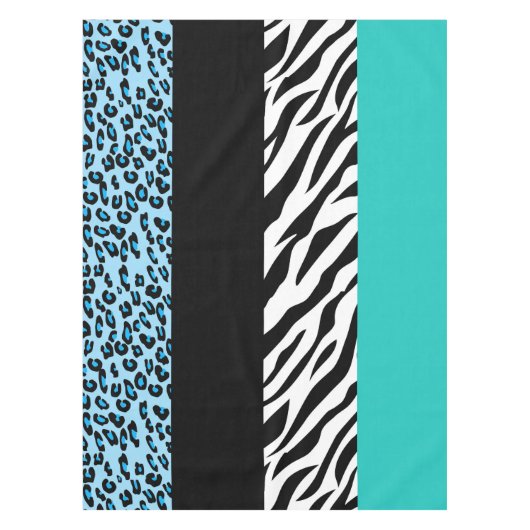 Leopard Print, Zebra Print, Animal Print, Blue Tafelkleed (Voorkant)